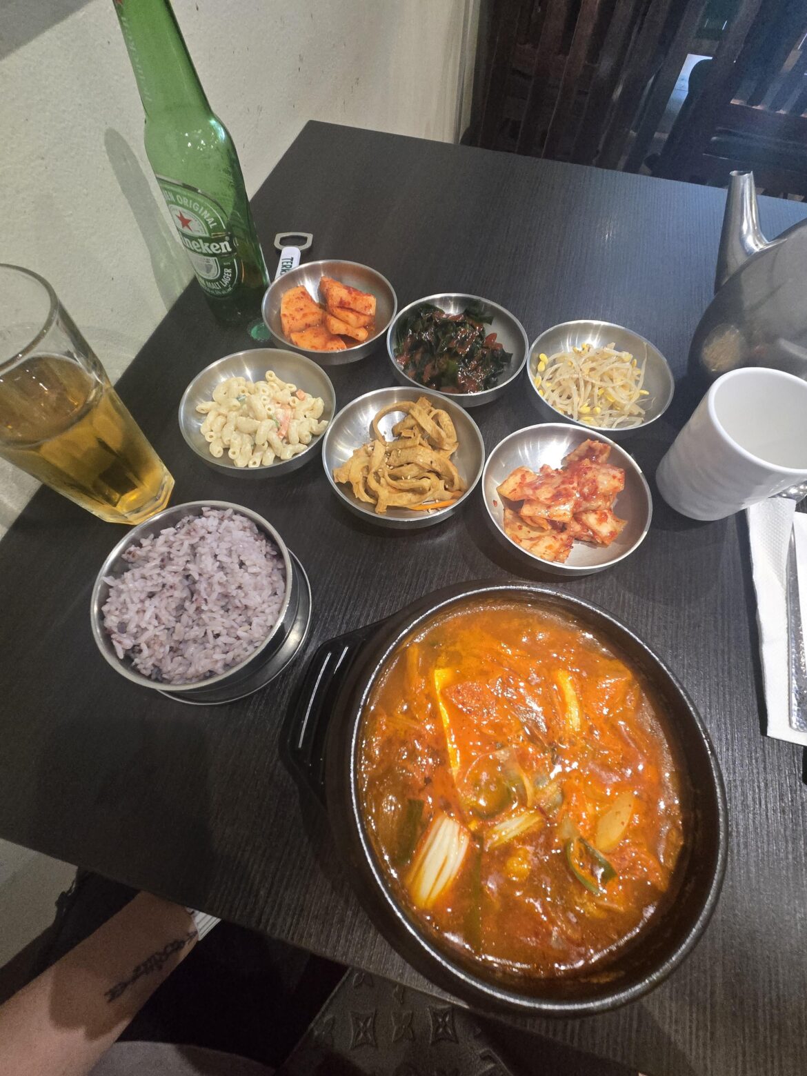 Kimchi jjigae and banchan at Damda (담다) on aBloor st W in Toronto