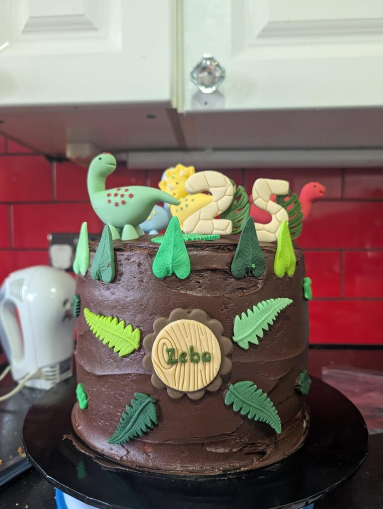 First time making a 4 tiered cake! For my boyfriends 25th :)