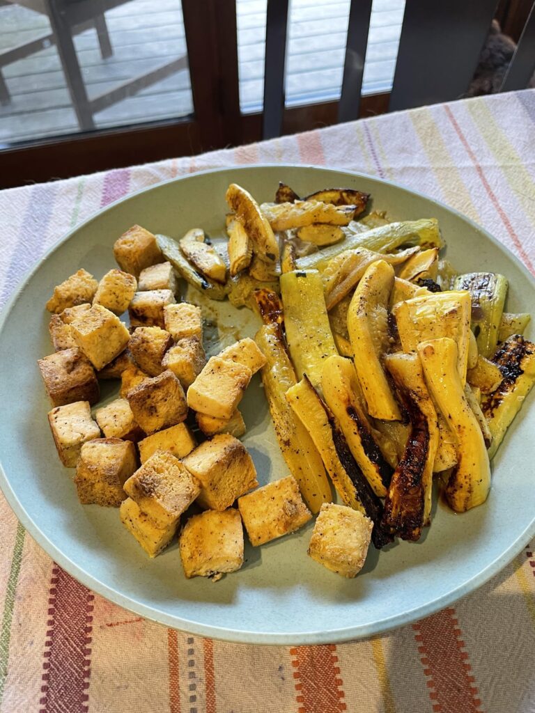 Tofu and squash lunch