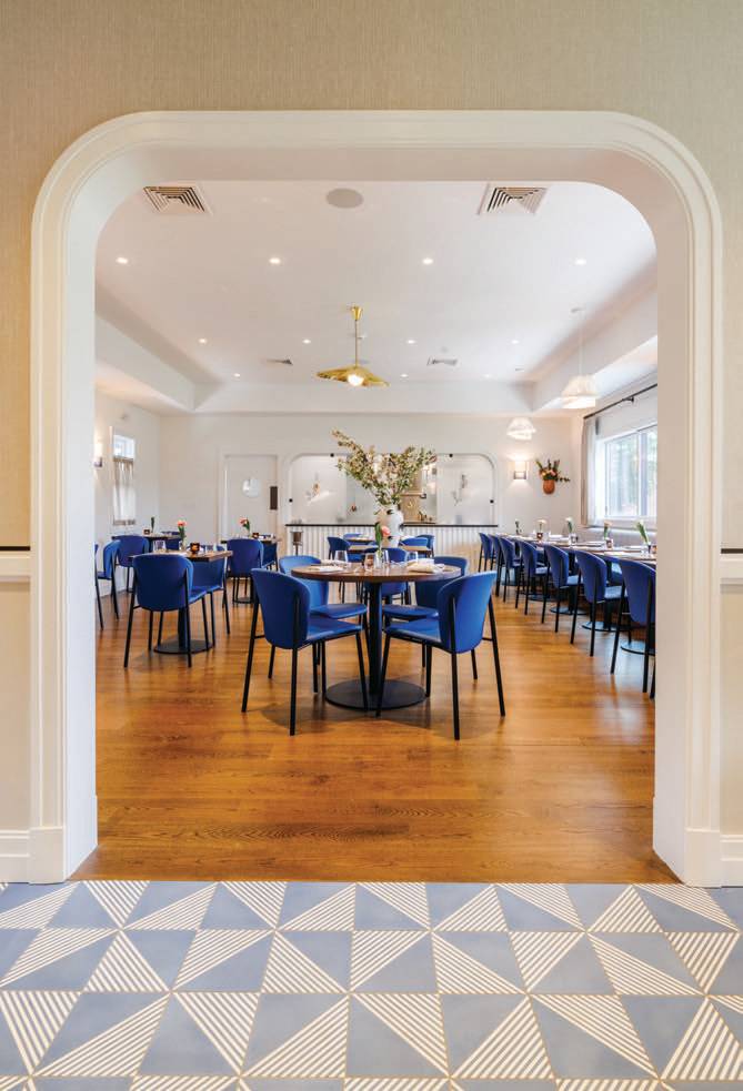 A view from the bar into the dining room