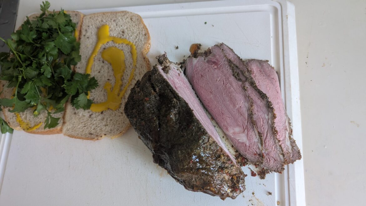 Cold Lamb Sandwiches, w/ cilantro... and a lil' Coleman's mustard