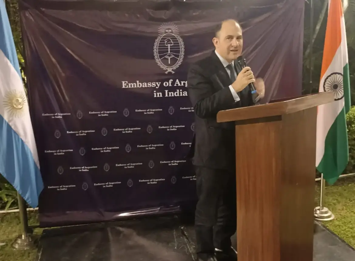 Malbec World Day celebrated by Argentine Embassy Ambassador Mariano Caucino addressing the guests