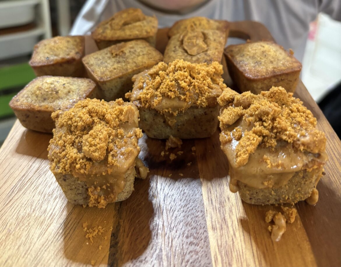 Brown Butter Financiers with Biscoff Filling and Glaze