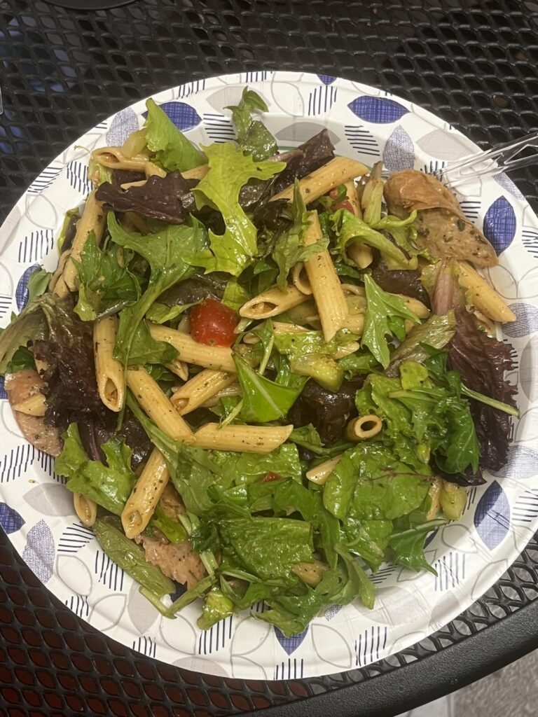 Chicken sausage pasta salad for lunch