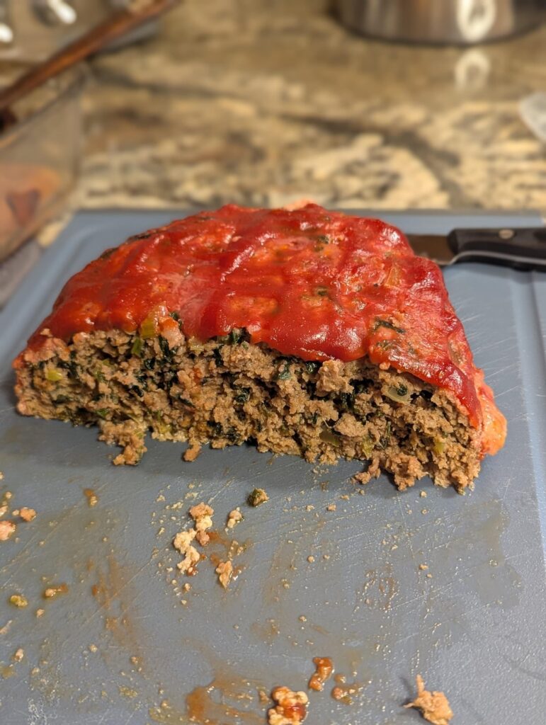 Smoked meatloaf with greens