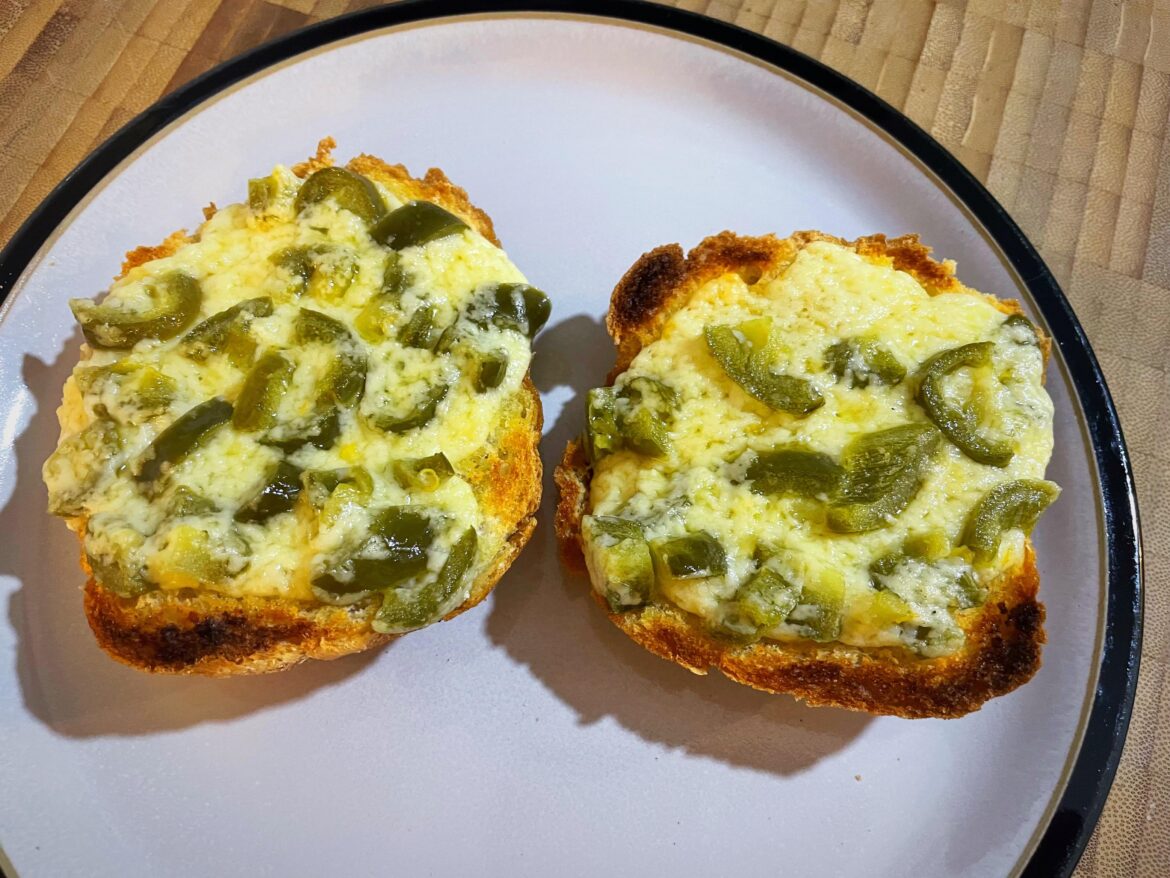 Jalepeno peppers cheese on toast