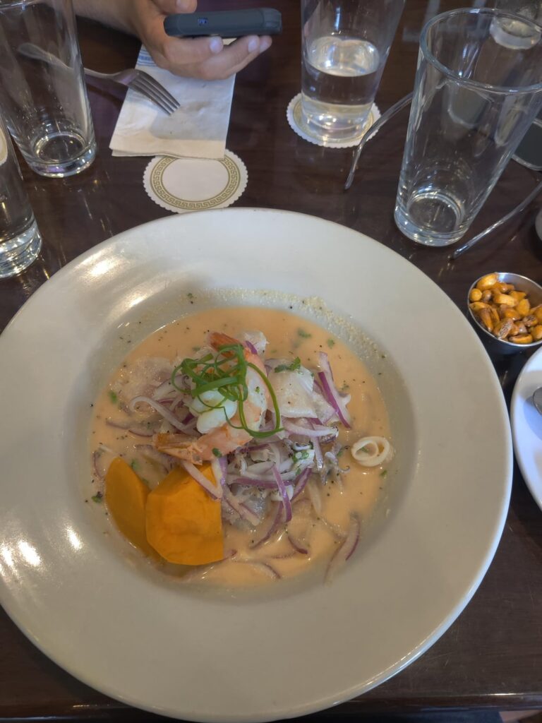 Peruvian ceviche and picarones. What's the calories ?