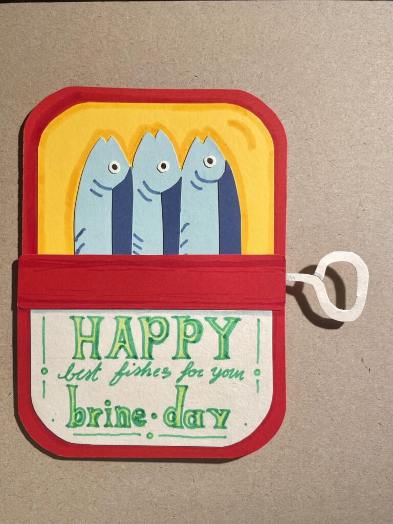 Canned sardines birthday card