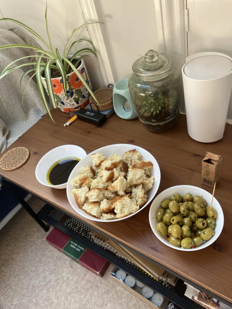 Fancy nibbles and wine night with pals :)