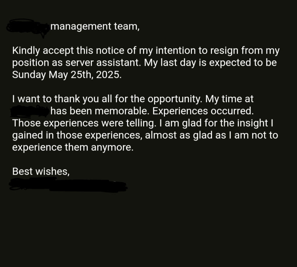 Finally resigned. Too much ?