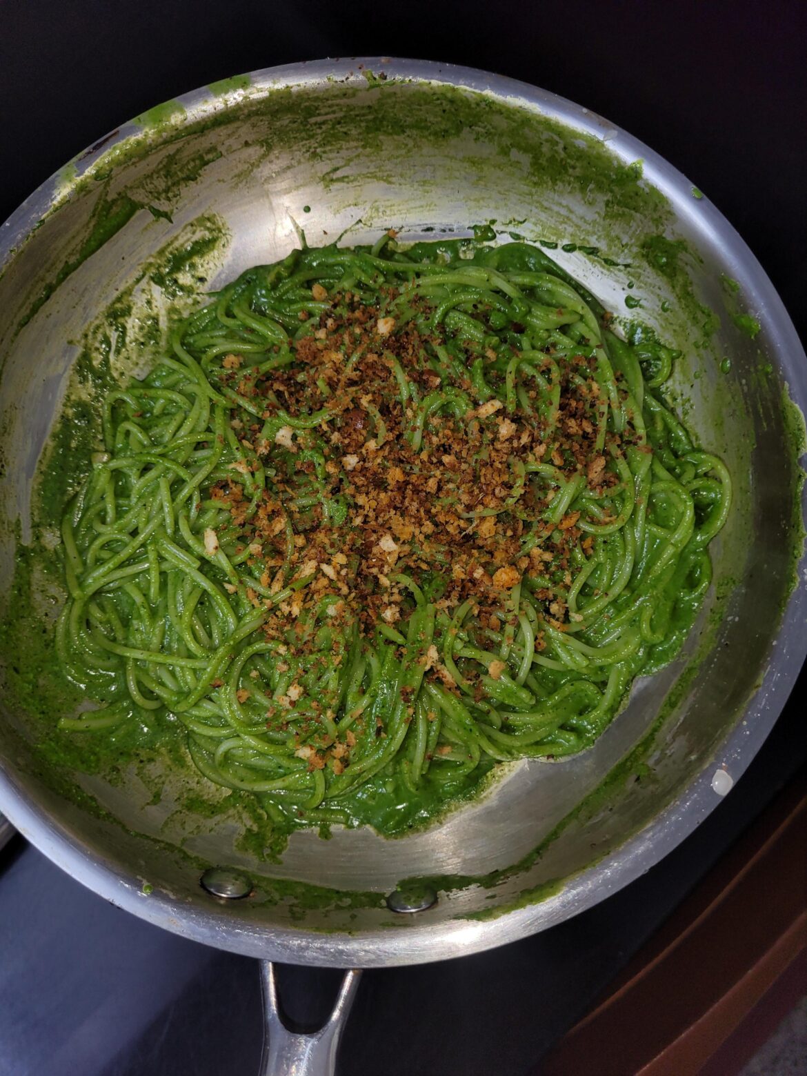 Pesto and garlic breadcrumbs