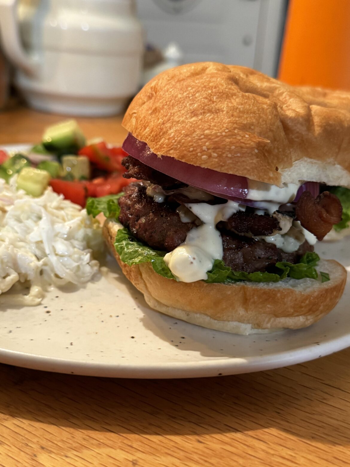 Black and blue with bacon