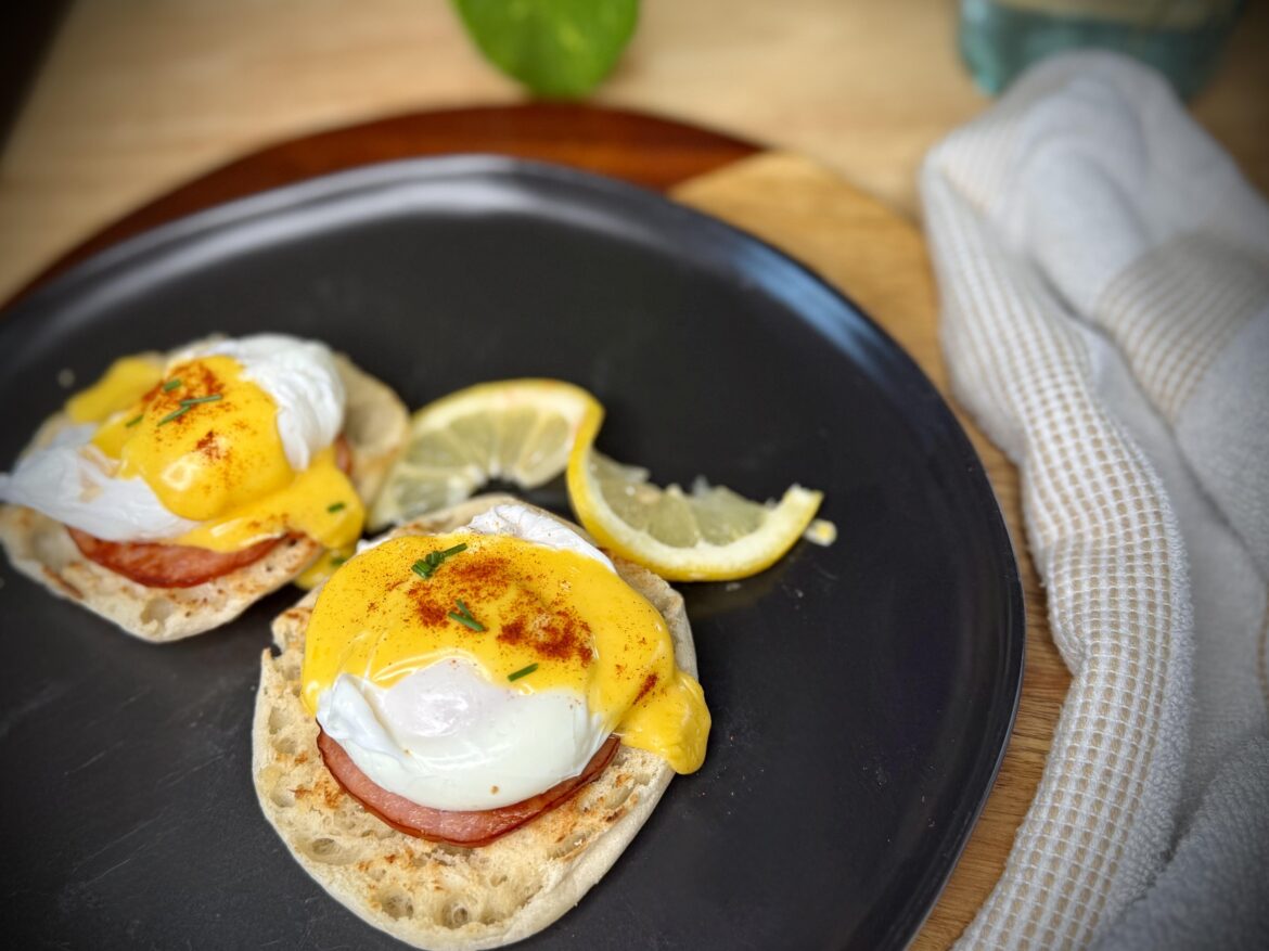 Rushed eggs benedicts for my family!