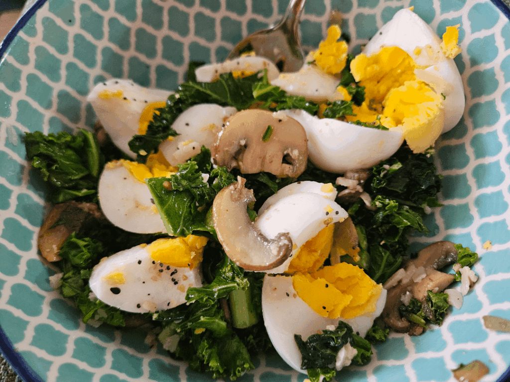 Kale and eggs for lunch