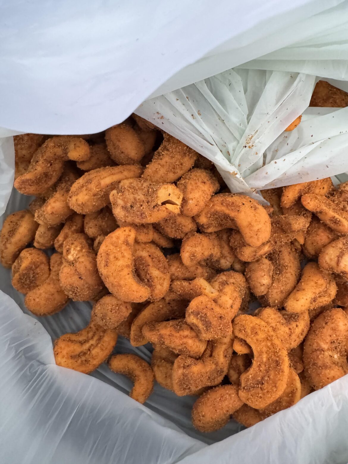 Nashville Hot Cashews from Sprouts. These things pack a good punch.