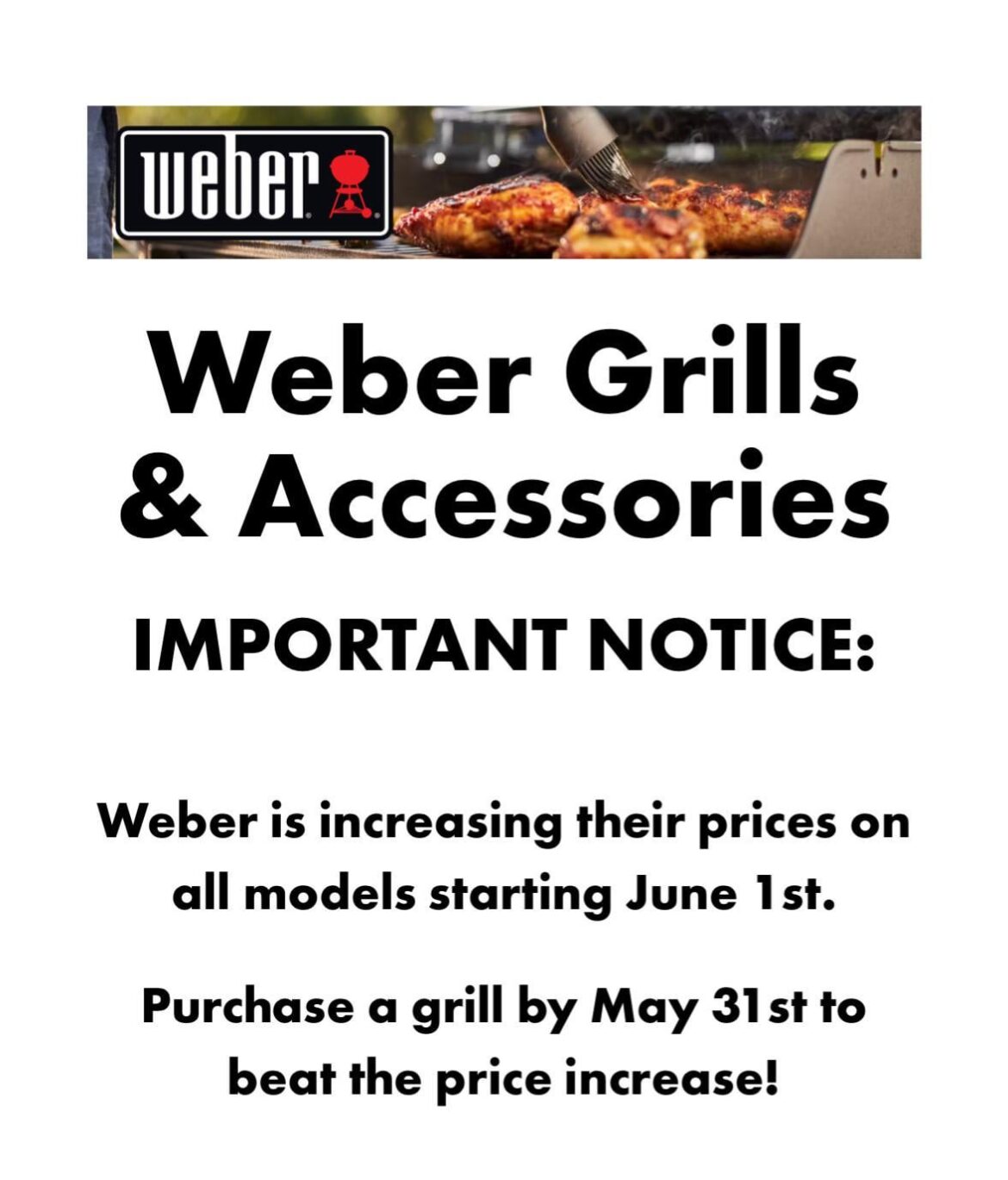 Weber price in increasing?
