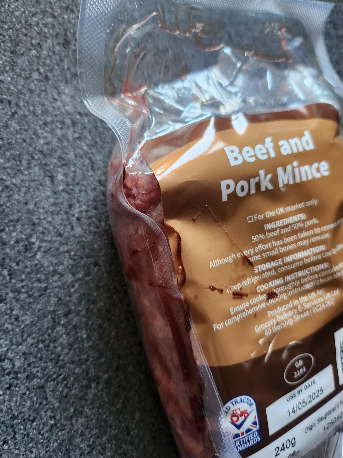 Leaking meat and they put tape on it?