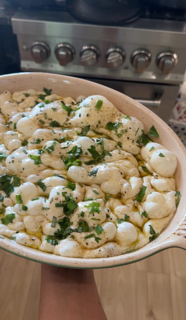 My sourdough focaccia with garden herbs today