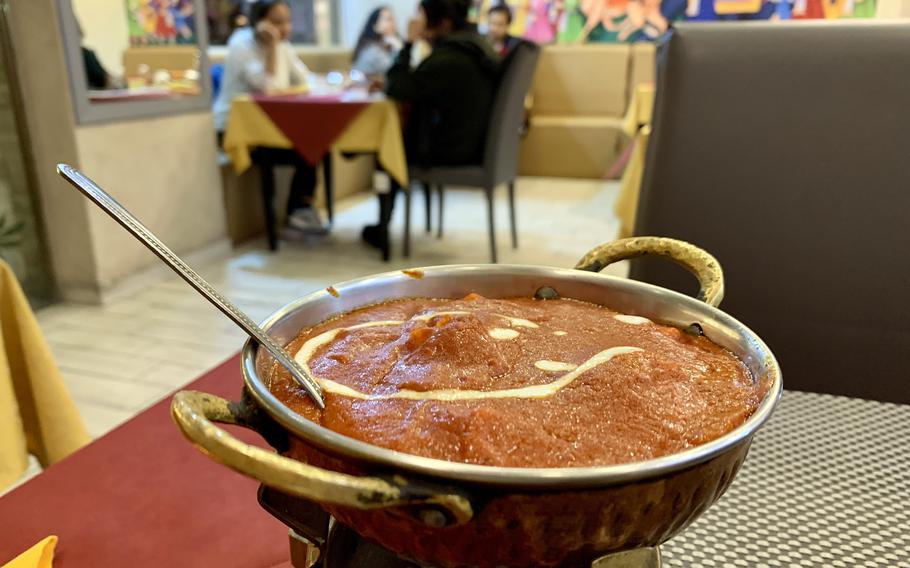 The butter paneer at Mughal-e-Azam Indian restaurant in Naples, Italy, has a rich, velvety tomato sauce and cheese made daily at the restaurant. 