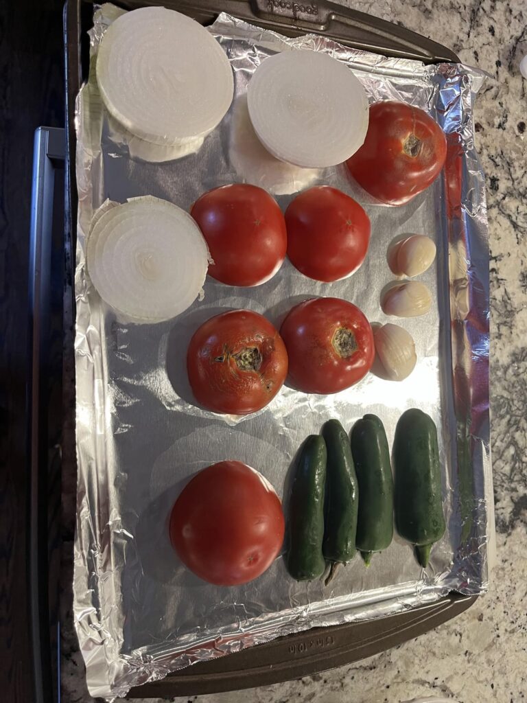 First roasted salsa of the summer basically all from my garden