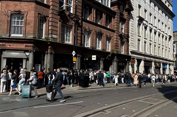 Huge queues of people lined the streets this afternoon to get a glimpse of a new pizzeria in the city centre