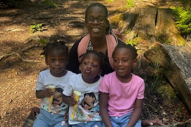 Makeda with her daughters in a wood after using Simple app to lose weight