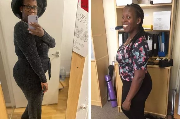 Before and after of Makeda using the simple app to lose weight