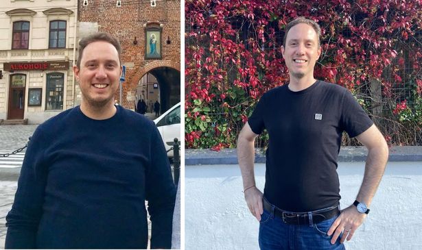 Before and after of dad Marcel Botes from using the Simple app