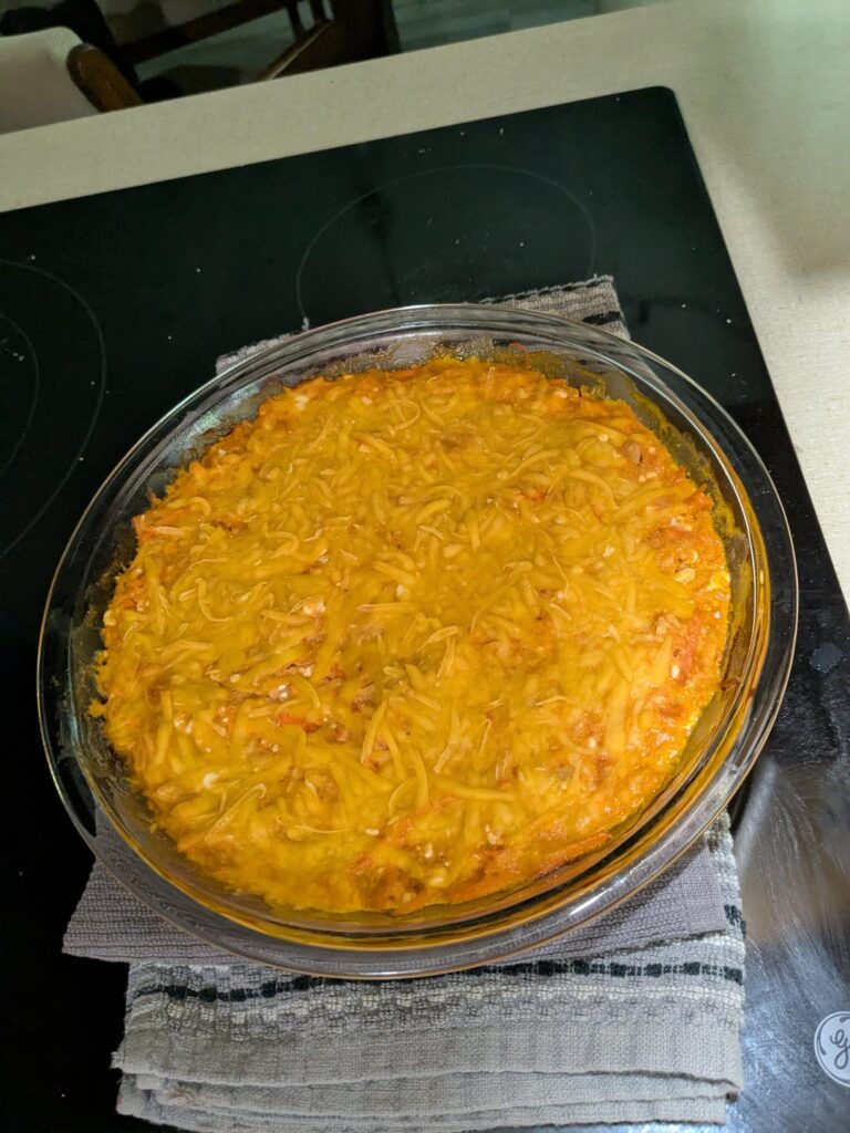 Higher protein healthier "buff"alo chicken dip for a week's worth of breakfasts