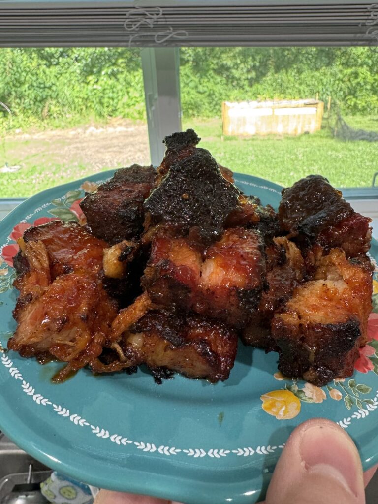 smoked smoke pork belly last night with sweet ds barbecue 🔥