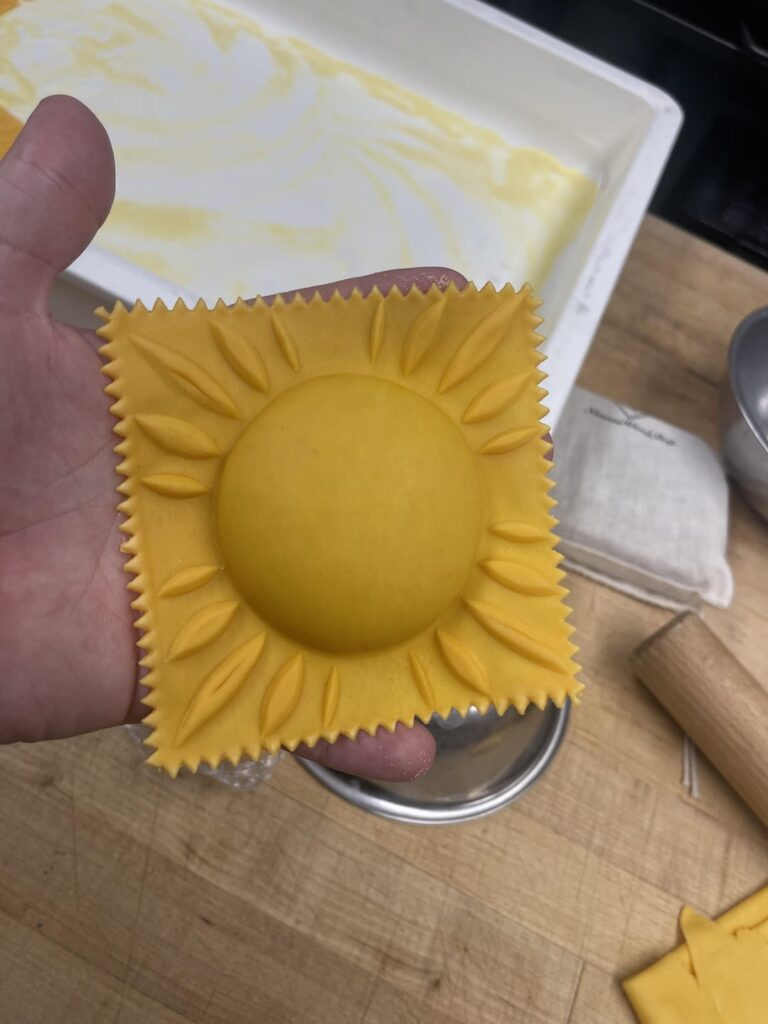 Endive, Gorgonzola and toasted walnut Raviolo