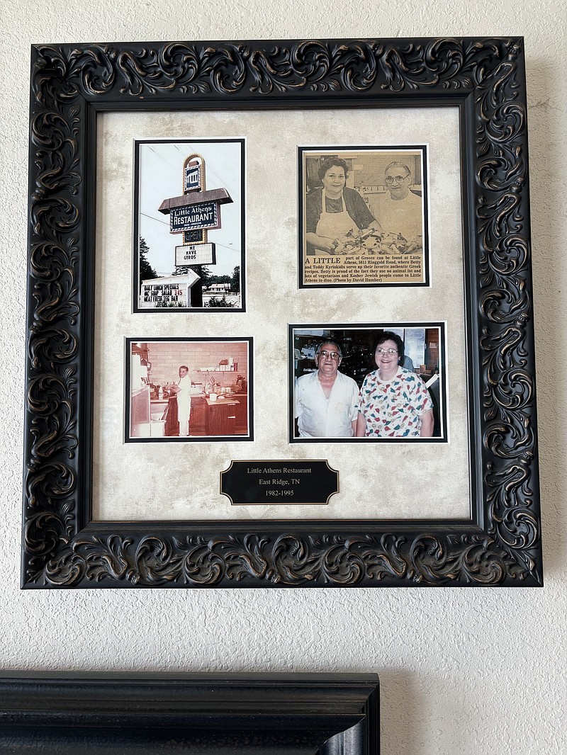 Staff photo Lyric Lewin / Acropolis Mediterranean Grill is celebrating 30 years at this location near Hamilton Place Mall. On June 10, 2025, the photos on the wall show owners Teddy and Betty Kyriakidis.
