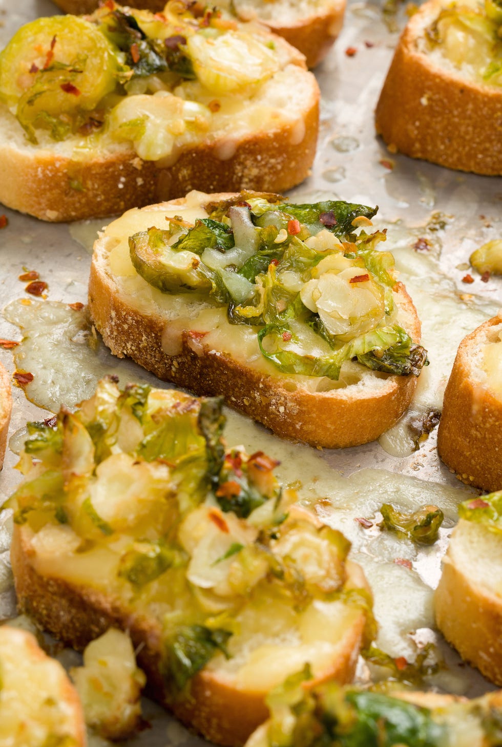 cheesy brussels sprouts mini toasts