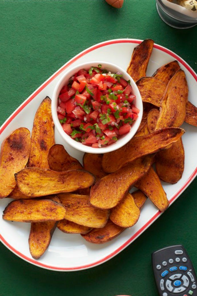 crispy sweet potato skins and pico de gallo