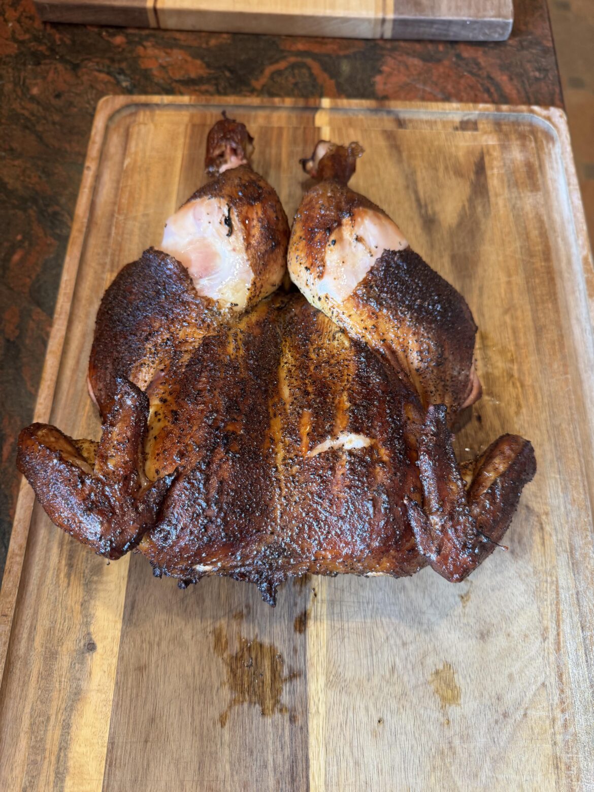 Last nights Chicken off a Drum. Side of Alabama White Sauce (not pictured)