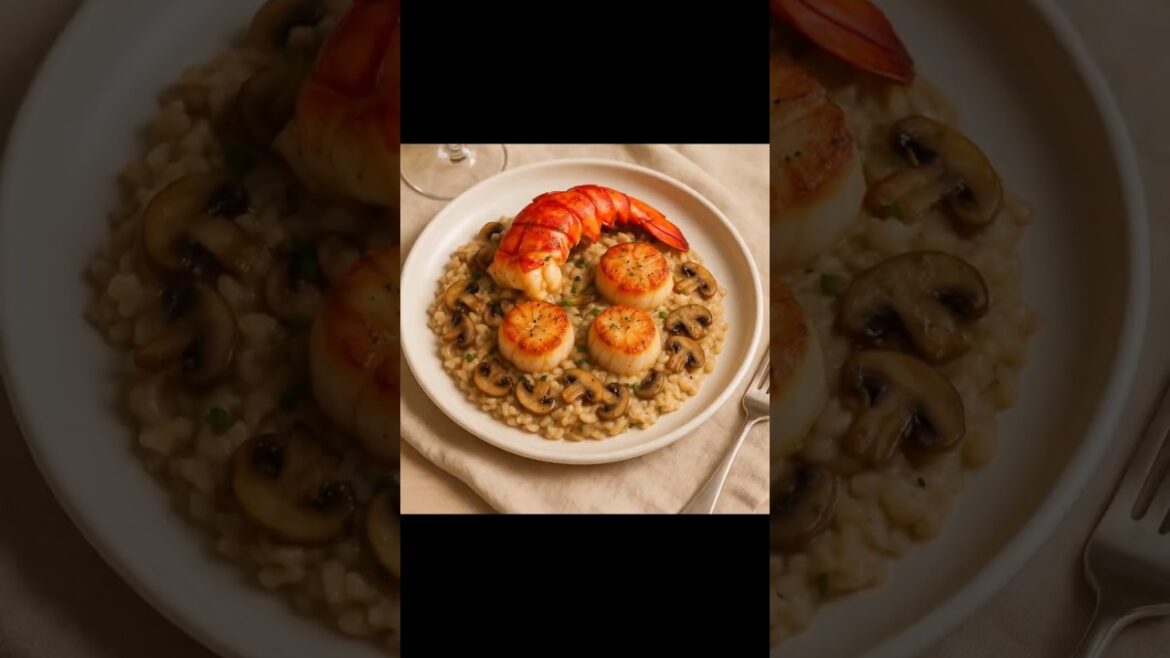 The LAZIEST Mushroom Risotto Recipe with Steak, Scallops, Lobster, and Asparagus!