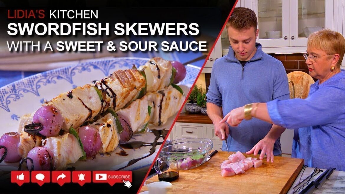 Swordfish Skewers with Sweet & Sour Sauce Swordfish Skewers with Sweet & Sour Sauce