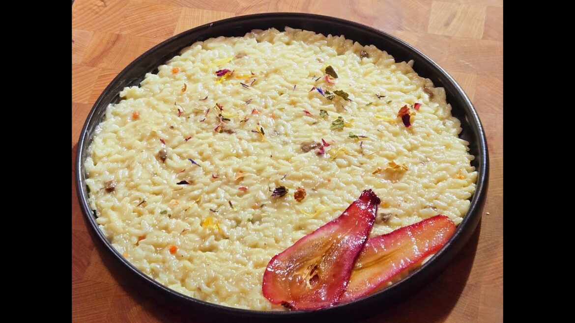 This Risotto Whispers Memories | Truffle and Caramelized Pears in red cabbage water