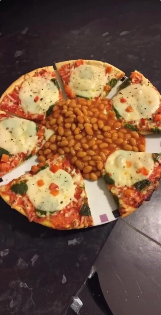 The new pizza a friend of mine got when visiting his relatives in England