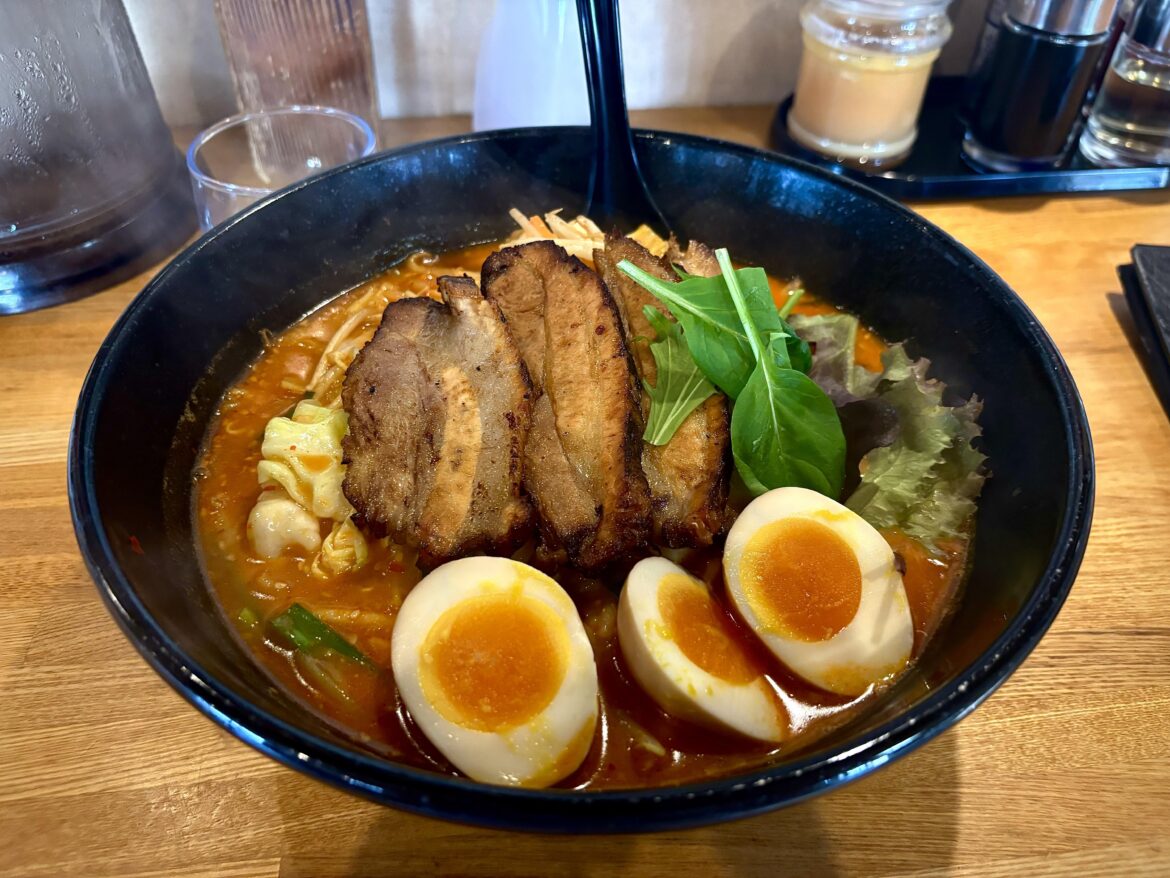 “Spicy” BBQ miso ramen from my local favorite.