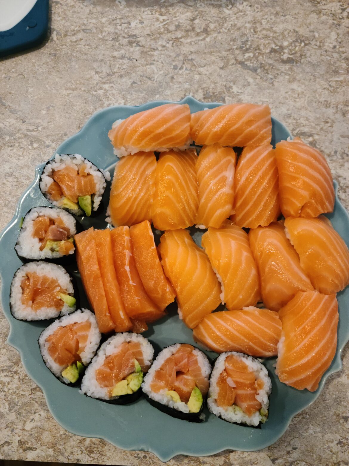 Haven't made sushi in a while, happy with my salmon feast tonight