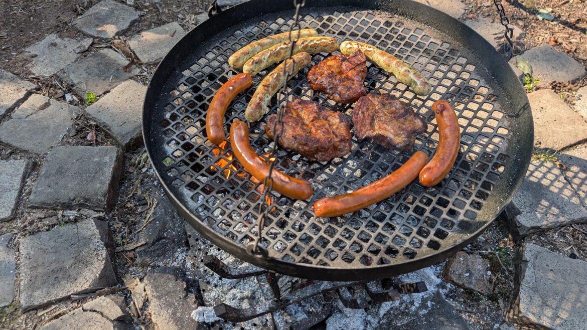 Grilled some pork neck and sausages