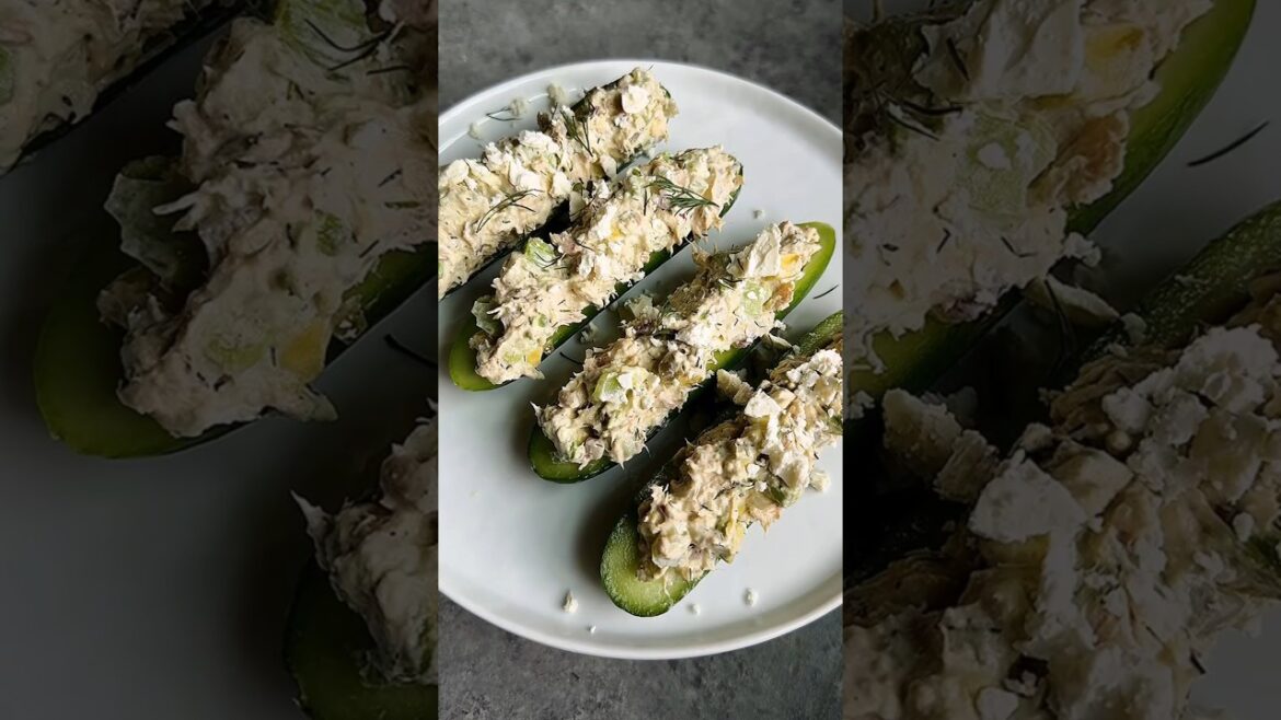 FETA & HERB TUNA SALAD CUCUMBER BOATS