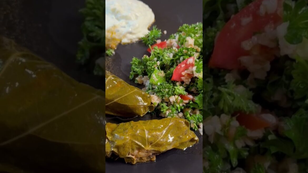 Stuffed Grape Leaves, Tabouli and Tzatziki Stuffed Grape Leaves, Tabouli and Tzatziki