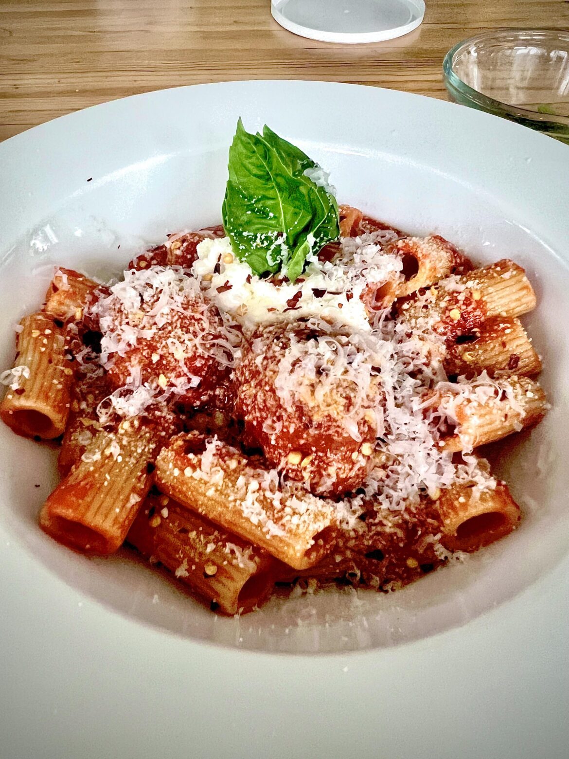 Rigatoni and meatballs