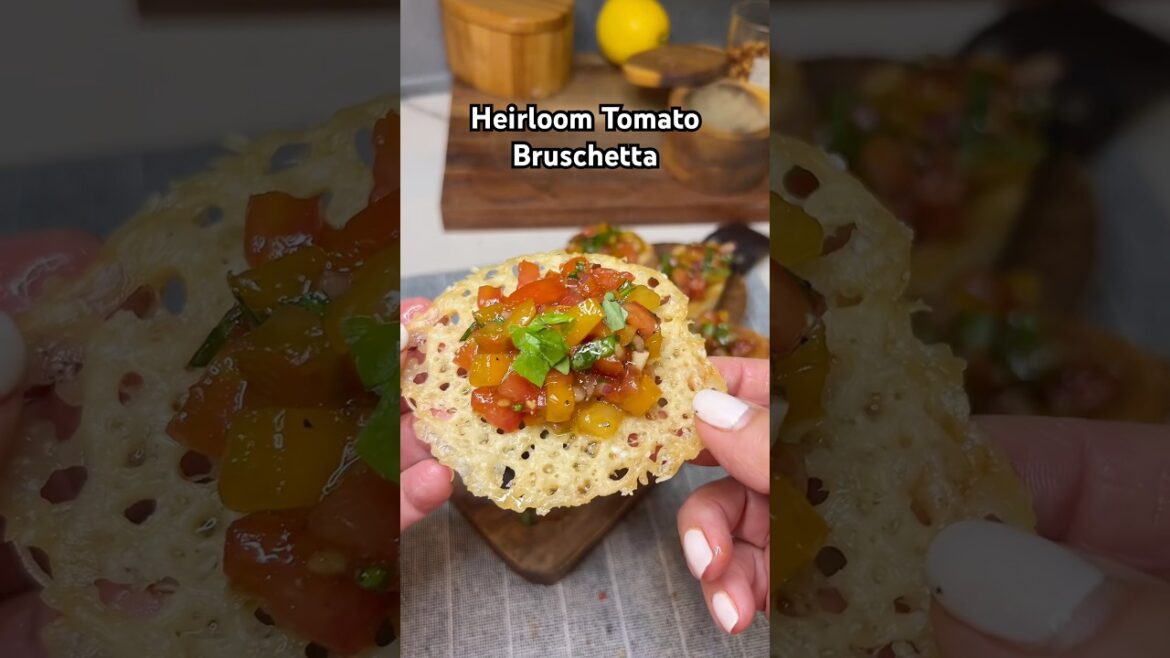 Heirloom Tomato Bruschetta Recipe! #bruschetta #tomatoes #appetizer #cookingshorts #easyrecipe #food