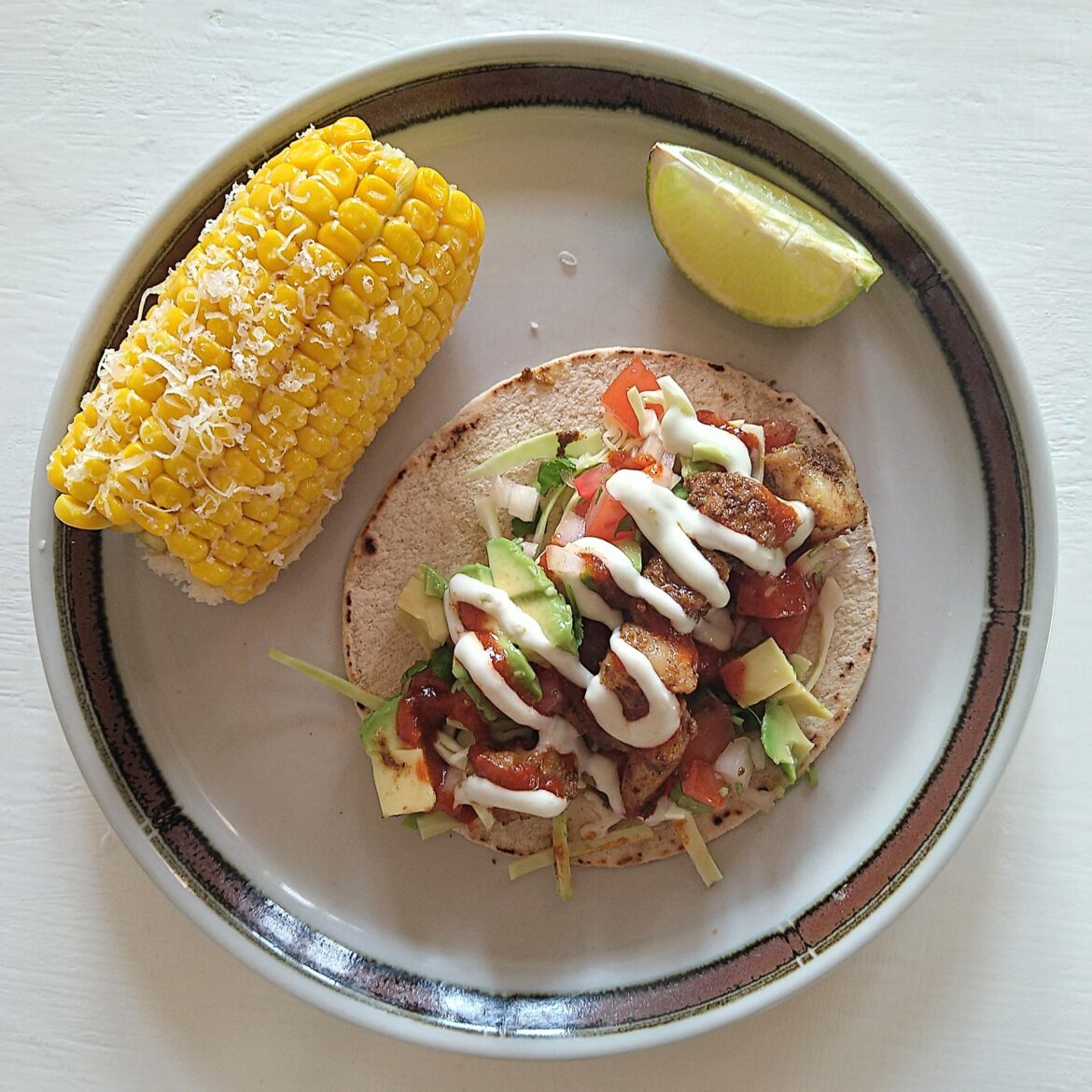 Tonight we had shrimp tacos and corn on the cob