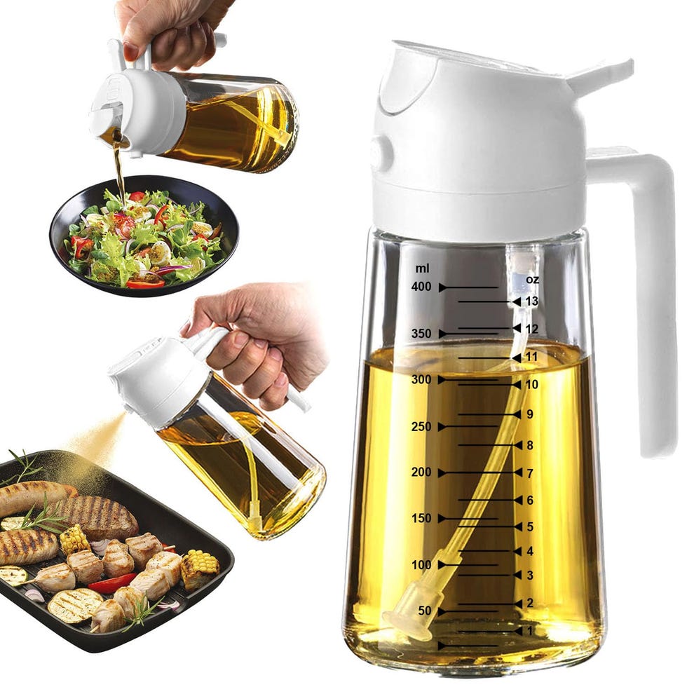 2-in-1 Glass Olive Oil Dispenser - White