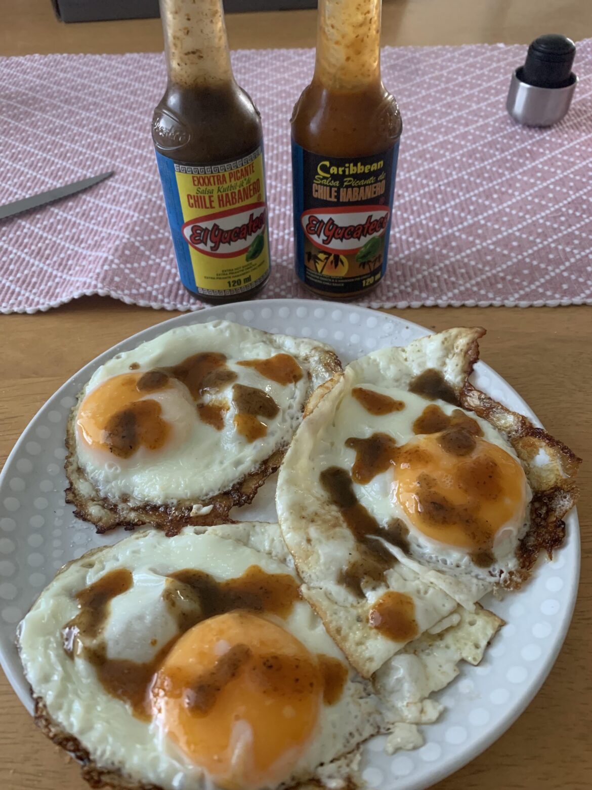 Fried eggs are useless without the hot sauces