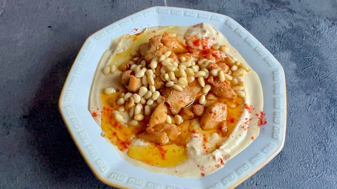 Protein-Packed Hummus with Chicken | Hummus bil Lahmeh with Chicken and Pine Nuts